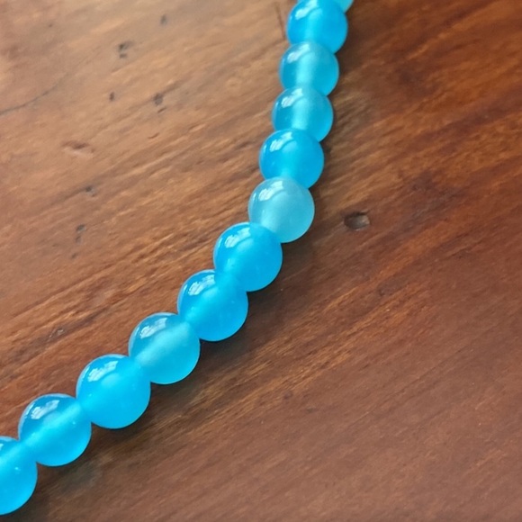 Vintage Blue Moonglow glass  Necklace 18”Length - Picture 11 of 15